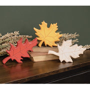 Hand Carved Wooden Fall Leaf Sitters (Set of 3)