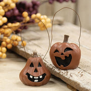 Spooky Resin Jack O Lantern Ornaments (Set of 2)