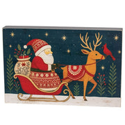 Nordic Santa and Reindeer At Night Box Sign