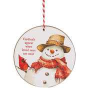 Always With You Snowman & Cardinal Round Ornament  (3 Count Assortment)