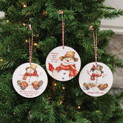 Always With You Snowman & Cardinal Round Ornament  (3 Count Assortment)