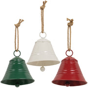 Painted Metal Christmas Bell Ornament - Small  (3 Count Assortment)