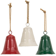 Painted Metal Christmas Bell Ornament - Medium  (3 Count Assortment)
