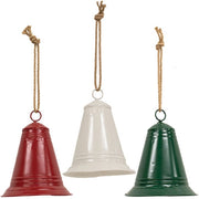 Painted Metal Christmas Bell Ornament - Large  (3 Count Assortment)