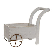 Distressed White Wooden Garden Cart Planter