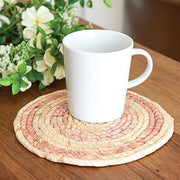 Woven Natural and Rose Seagrass Table Mat - 8"