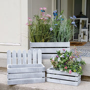 White Wooden Picket Planter Boxes (Set of 3)