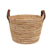 Woven Natural and Rose Seagrass Baskets (Set of 3)