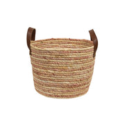 Woven Natural and Rose Seagrass Baskets (Set of 3)