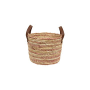Woven Natural and Rose Seagrass Baskets (Set of 3)