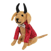 Felted Devil Dog Ornament