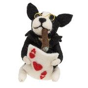 Card Playing Dog Felted Ornament