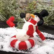 Tubing Snowman Felted Ornament