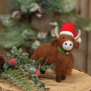 Christmas Highland Cow Felted Ornament