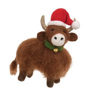 Christmas Highland Cow Felted Ornament