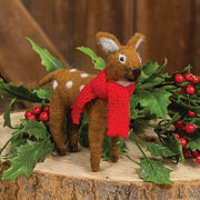 Deer with Scarf Felted Ornament