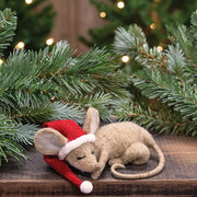 Christmas Sleeping Mouse Felted Ornament