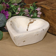 Carved Wood Sweetheart Bowl - Whitewashed