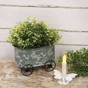 Distressed Teal Metal Butterfly Cart Planter