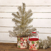 Vintage Christmas Postcard Buckets (Set of 2)