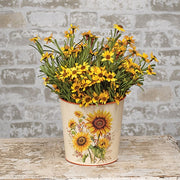 Fall Sunflowers & Berries Metal Bucket