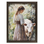 Country Girl & Her Cow Box Frame - 12" x 16"