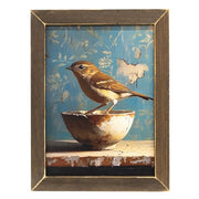 Vintage Bird Bowl Framed Print - 12"x16"