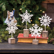 Small White Glitter Snowflake Photo Clip  (4 Count Assortment)