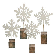 Small White Glitter Snowflake Photo Clip  (4 Count Assortment)