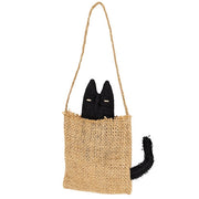 Stuffed Primitive Cat in Burlap Sack Hanger