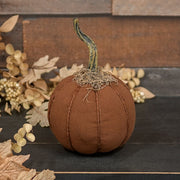 Stuffed Mossy Top Round Orange Pumpkin - 6" Dia.