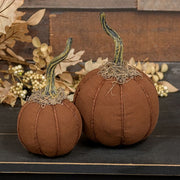 Stuffed Mossy Top Round Orange Pumpkin - 4" Dia.