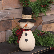 Stuffed Believe Top Hat Snowman with Red & Green Scarf Doll