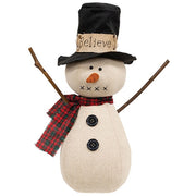 Stuffed Believe Top Hat Snowman with Red & Green Scarf Doll
