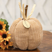 Beige Thankful Sweater Pumpkin - 5.5" dia.