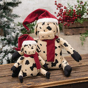 Stuffed Santa Hat & Scarf Baby Cow Doll - 6.5"H