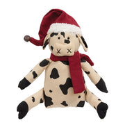 Stuffed Santa Hat & Scarf Baby Cow Doll - 6.5"H