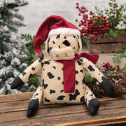 Stuffed Santa Hat & Scarf Cow Doll - 10"H