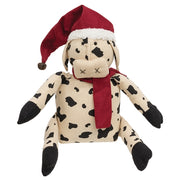 Stuffed Santa Hat & Scarf Cow Doll - 10"H