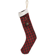 Red & Green Plaid Stocking with Jingle Bell - 14"