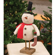 Top Hat Frosty With Stocking on Base - 14"H
