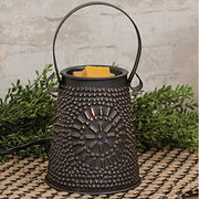 Smoky Black Punched Tin Wax Melter with 40W Bulb