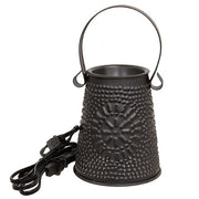 Smoky Black Punched Tin Wax Melter with 40W Bulb