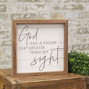 God Has a Vision Whitewashed Slat Framed Print - 8" Sq.