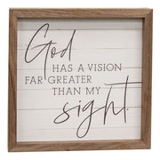 God Has a Vision Whitewashed Slat Framed Print - 8" Sq.