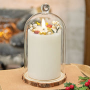 Cranberry & Spice LED Timer Pillar in Glass Cloche