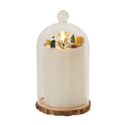 Cranberry & Spice LED Timer Pillar in Glass Cloche