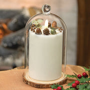 Winter Dreams LED Timer Pillar in Glass Cloche