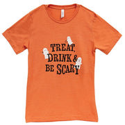 Treat Drink & Be Scary T-Shirt - Heather Orange - Medium