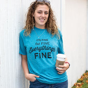 Everything's Fine T-Shirt - Heather Galapagos Blue - Small